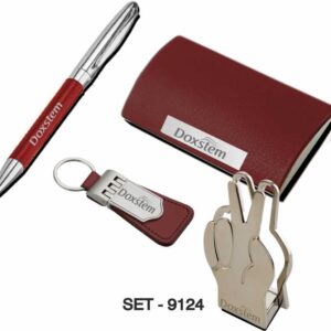 4 In 1 Pen+Visiting Card Holder+Keychain+Victory SET-9124