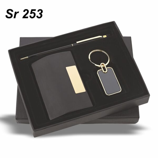Cardholder, Pen & Keychain Set Gold Finish GCSR 253
