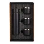 Honor Matte Black Temperature Bottle With 3 Steel Cups Gift Set EK37303