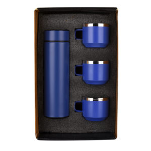 Honor Matte Blue Temperature Bottle With 3 Steel Cups EK37429