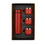 Honor Matte Red Temperature Bottle With 3 Steel Cups EK37427