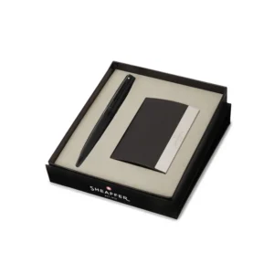 Sheaffer Gift Set 300 Ballpoint Pen with Business Card Holder Matte Black with Black Trims
