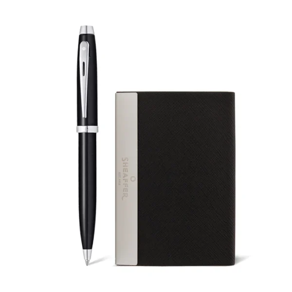 Sheaffer Gift Set 100 Ballpoint Pen with Business Card Holder Glossy Black with Chrome Trims - Image 2
