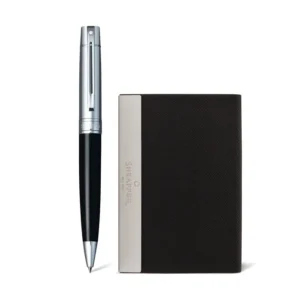 Sheaffer Gift Set 300 Ballpoint Pen with Business Card Holder Glossy Black with Chrome Trims