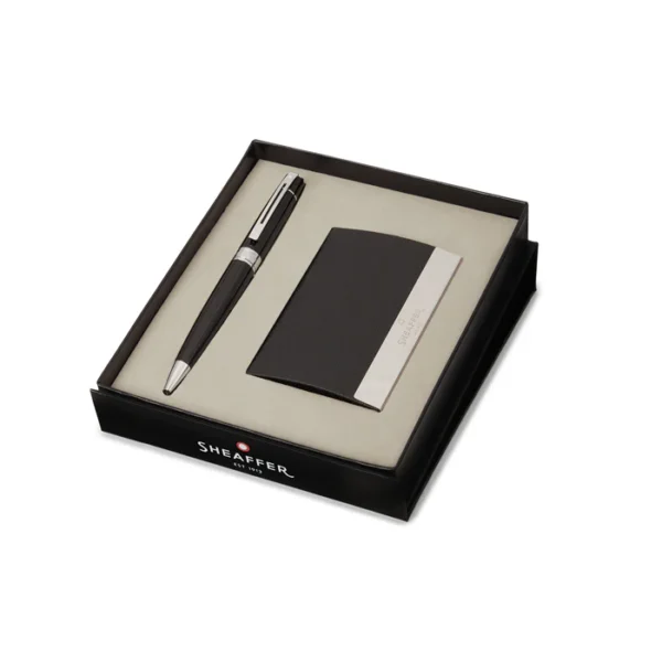 Sheaffer Gift Set 300 Ballpoint Pen with Business Card Holder Glossy Black with Chrome Trims - Image 3