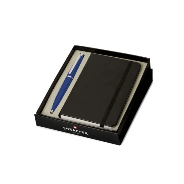 Sheaffer Gift Set VFM Ballpoint Pen with Small Notebook Neon Blue with Chrome Trims - Image 4