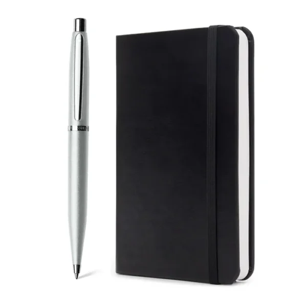 Sheaffer Gift Set VFM Ballpoint Pen with Small Notebook Strobe Silver with Chrome Trims