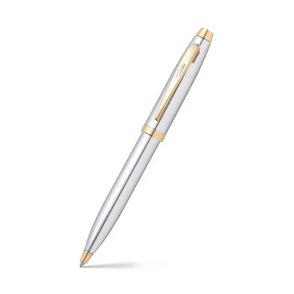 Sheaffer® Gift Set ft. Bright Chrome S100 9340 Ballpoint Pen with Gold Tone Trim and Medium Notebook - Image 3
