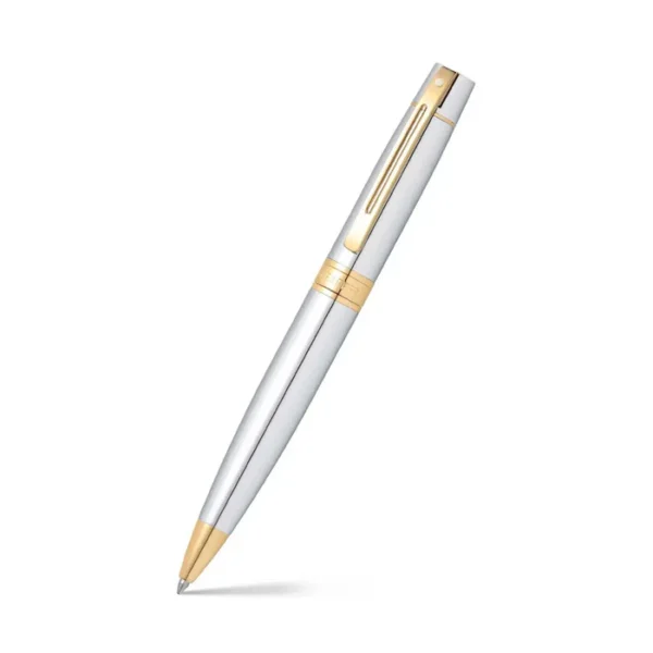 Sheaffer® Gift Set ft. Bright Chrome S300 9342 Ballpoint Pen with Gold Tone Trim and Medium Notebook - Image 3