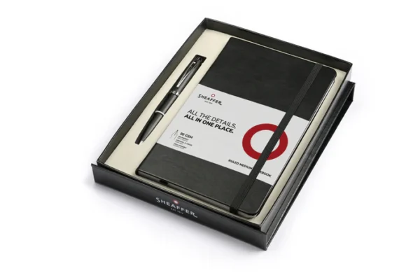 Sheaffer® Gift Set ft. Matte Black S100 9317 Ballpoint Pen with Chrome Trim and Medium Notebook - Image 5