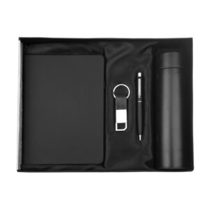 Trendy Black 4 in 1 Combo Gift Set (Temperature Bottle, Keychain, pen, Diary)
