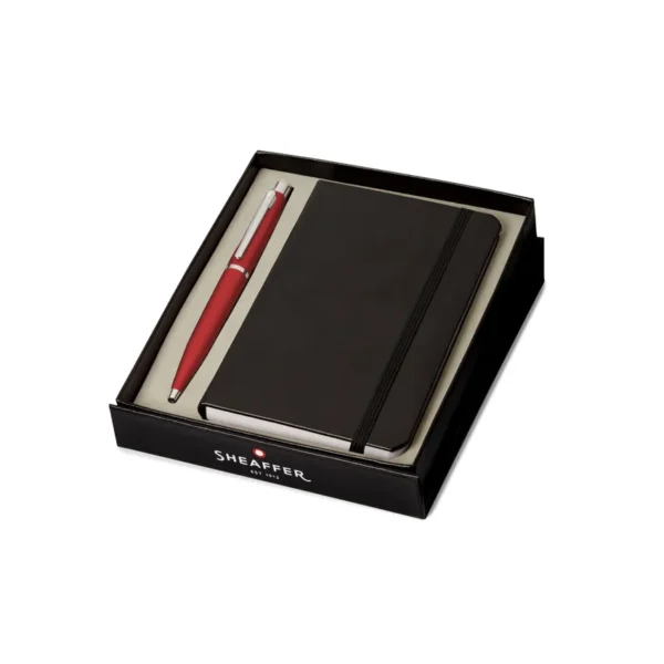 Sheaffer Gift Set VFM Ballpoint Pen with Small Notebook Excessive Red with Chrome Trims